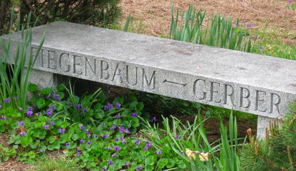 Stone bench at the grave of J. W. & Dorothy M. (Gerber) Fiegenbaum