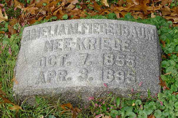 Grave marker of Amelia M. (Kriege) Fiegenbaum