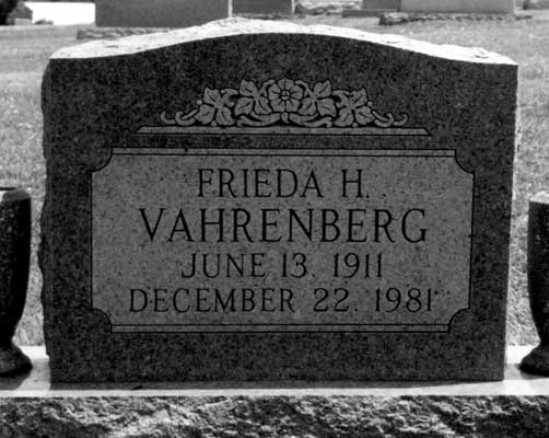 Gravestone of Frieda H. Vahrenberg
