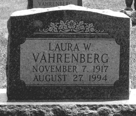 Gravestone of Laura W. Vahrenberg