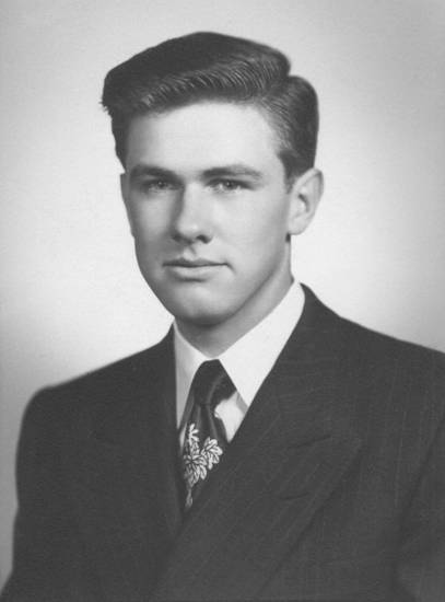 1950 college graduation photo of J. W. Fiegenbaum