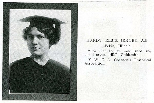 digital image of Elsie Jenney Hardt's entry in the 1914 yearbook of Central Wesleyan College